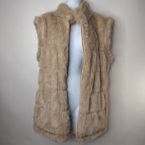 Bagatelle Faux Fur Reversible Vest Womens‎ X-Small / Small Beige Knit Nylon
